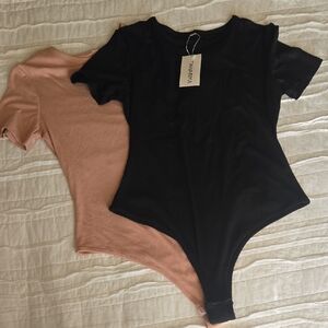 Black and Pink Bodysuit Set